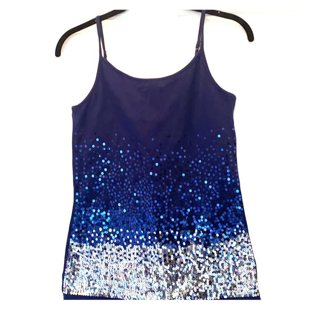 Sequin Tank Blue and Silver